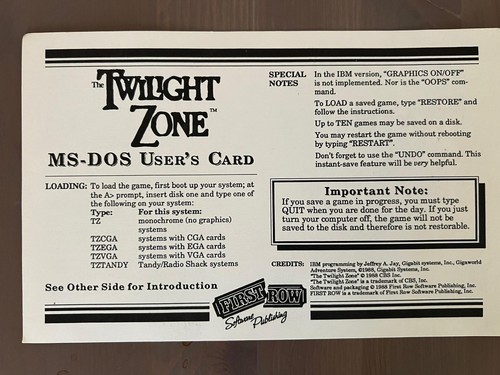 The Twilight Zone (IBM 5 1/4 First Row / CBS, 1988) COMPLETE SET - Picture 8 of 12