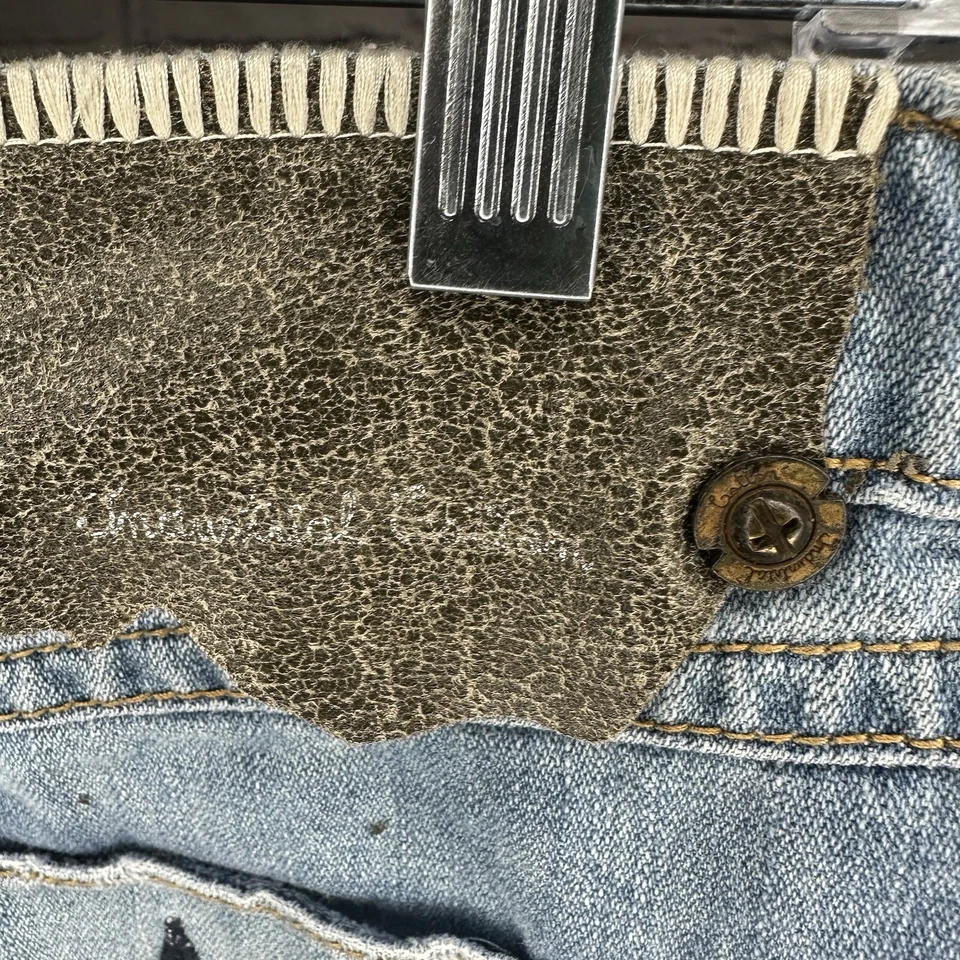 Pantalones cortos de jean industriales de algodón para mujer 5 azules desgastados deshilachados bordados Foto 4 de 4