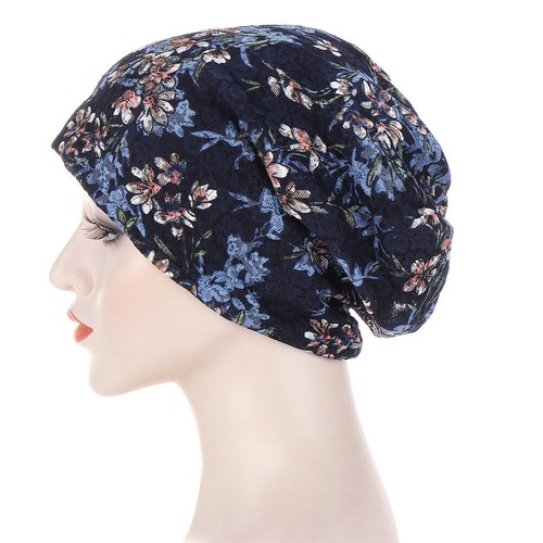 Women Muslim Stretch Turban Hat Chemo Cap Hair Loss Head Cover Indian Beanie Cap - Picture 12 of 44