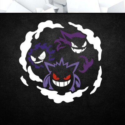 Gengar Ghastly Vinyl Decal Sticker (Monster Nintendo Car Laptop PC Glass Color)