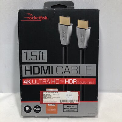 Rocketfish RF-HG01501 1.5 ft. 4K UltraHD/HDR In-Wall Rated HDMI Cable - Black