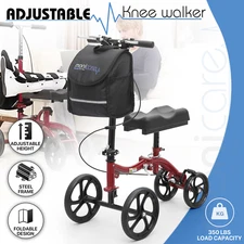 Folding Steerable Medical Scooter[DUAL BRAKING]Adjustable Knee Walker w/10"Wheel