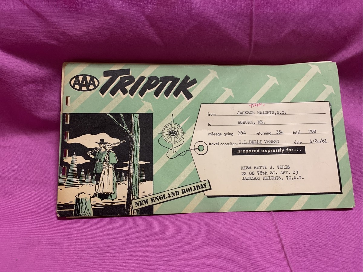 1961 Map Book Triptik AAA Vintage Travel Jackson height NY to