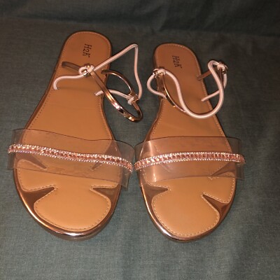H2K summer beach women sandals flat shoes size 11 New Gold