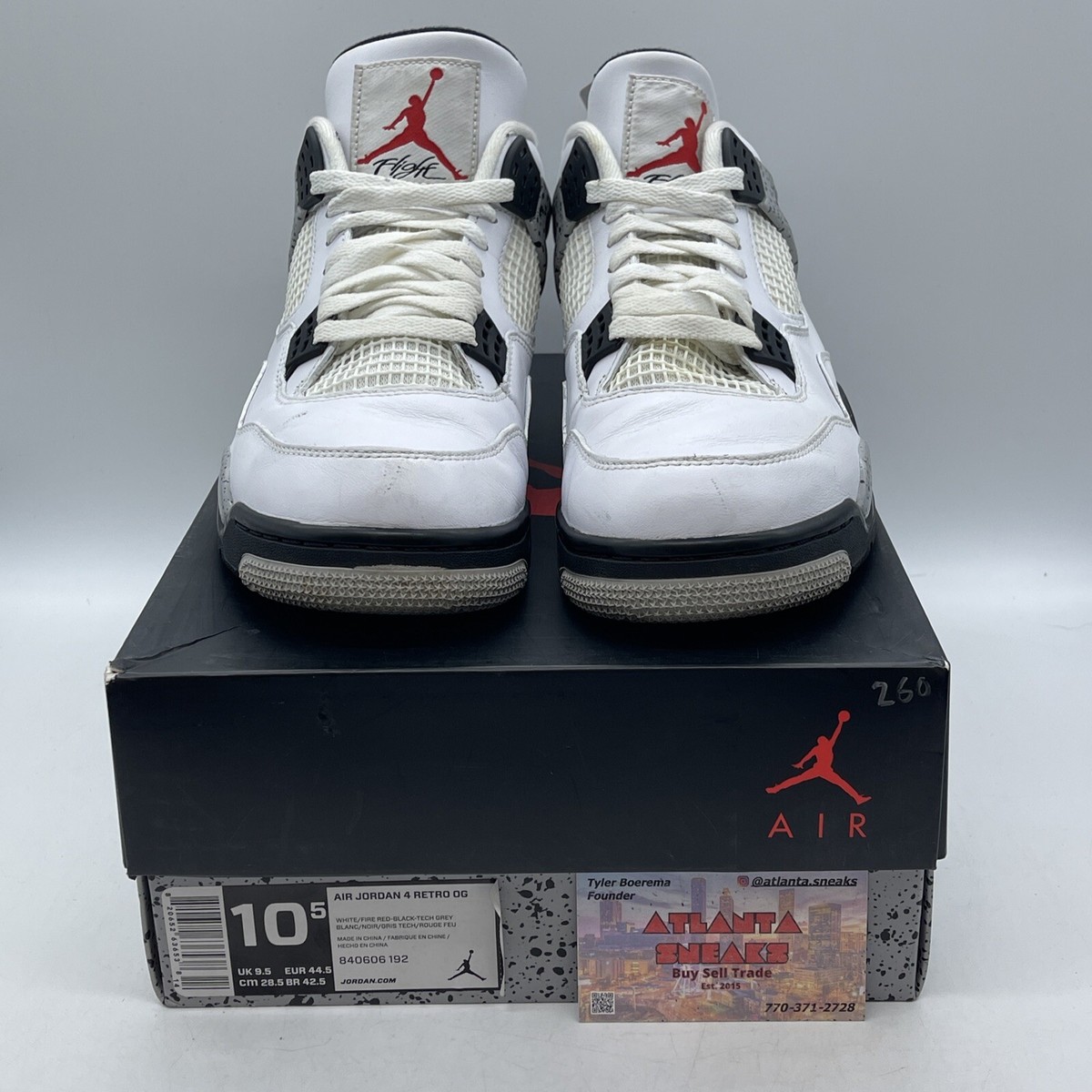 Size 10.5 - Jordan 4 Retro OG Mid White Cement Black Grey