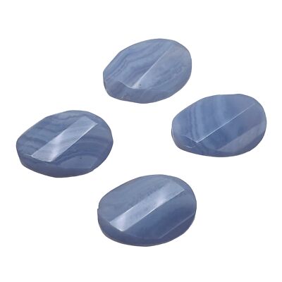 Twisted Faceted Blue Lace Agate Beads | 13x18x5 | Lavender | Twist | 4 Beads |