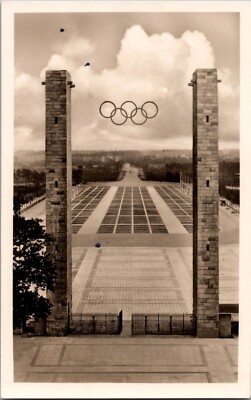 1936 Mint Germany RPPC Postcard Berlin Olympic Games Reichsportfeld Main Gate
