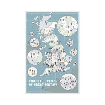 Football Clubs of Great Britain Poster England Football Clubs Print 36x24