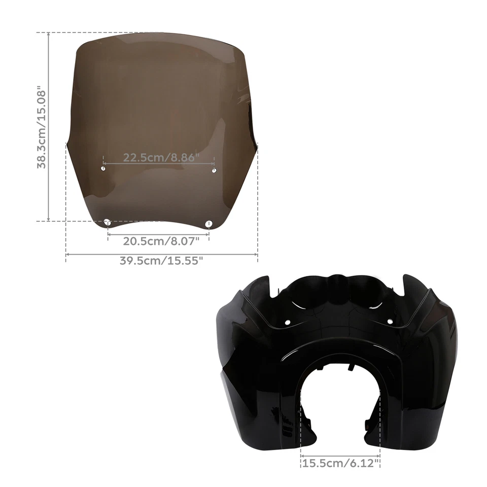 Carenagem superior frontal com para-brisa de 15 pol. compatível com Harley Street Fat Bob - Imagem 4 de 4