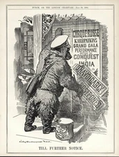 RARE 1904 BRITISH CARTOON - Russo-Japanese War - INDIA -  Aleksey Kuropatkin