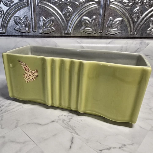 Vtg MCM Red Wing Pottery Green Oblong Window Box Planter B1391 75 Years Sticker