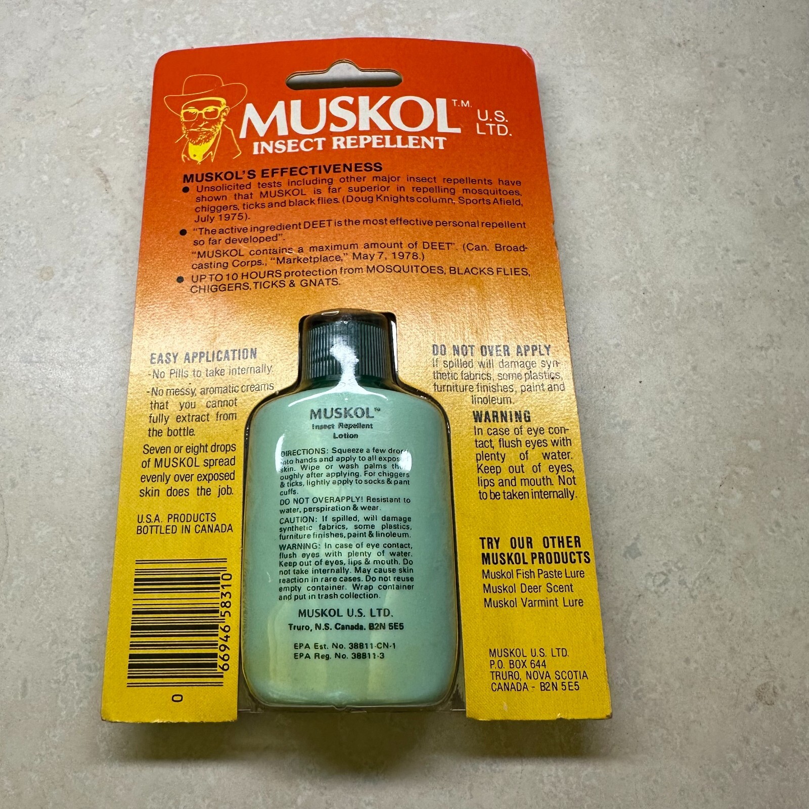 Muskol Insect Repellent Lotion 1.06 Oz, 1978 Mosquito, Flies, Ticks