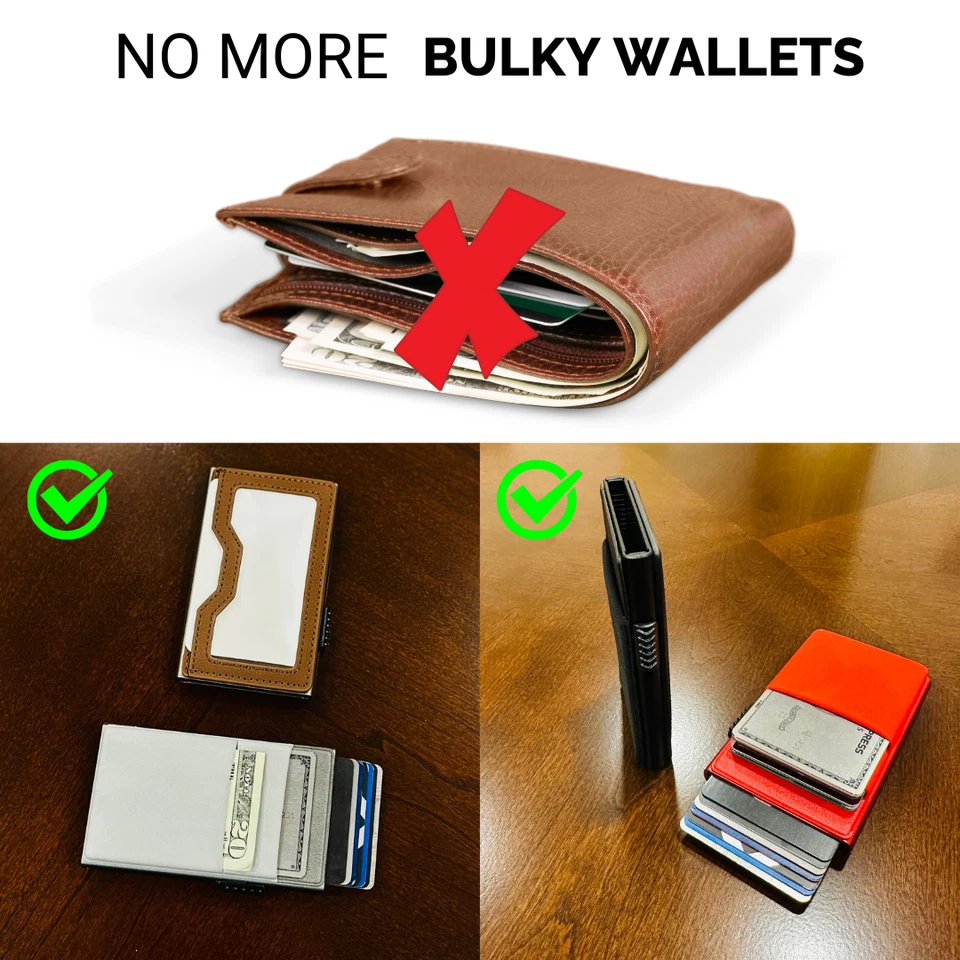 TILONSTAR Cartera Delgada para Hombres Bloqueo RFID Bolsillo Frontal Portatarjetas Identificación para Airtag Foto 4 de 4
