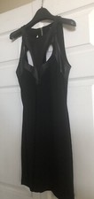 Sexy Bebe ,Royal Underground Leather Appliqué Black Dress Top Made in USA Sz S