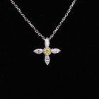 Gold Greek Cross Yellow Diamond Choker Pendant 14k White Gold Natural Diamonds — photo 3