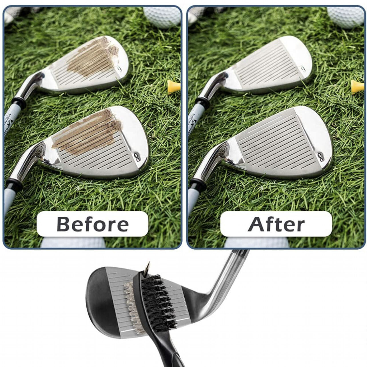 Golf Cleaning Brush Retractable Stock Color Groove Cleaner With Reel