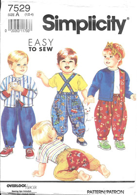 Uncut Simplicity Sewing Pattern 7529 Toddlers Pants Top Lined Jacket Size: 1/2-4