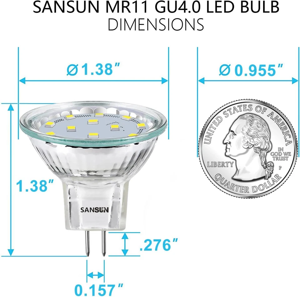 3W MR11 LED Landscape Light Bulbs, Low Voltage 12V 20W Halogen Replacement for O - Image 2 of 4