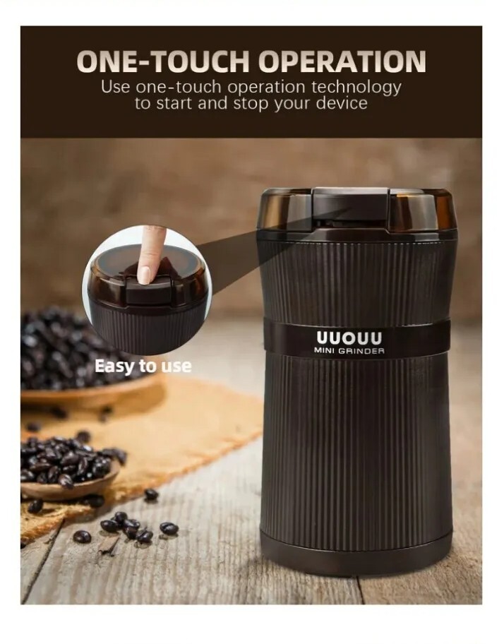 Coffee Grinder With Brush Uuouu 200w Washable Bowl Spice With... for