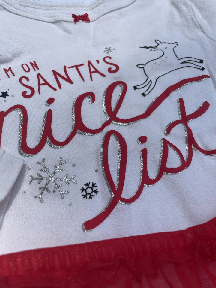 Juego de tutúes de 3 piezas Carter's Just One You, estoy en la lista bonita de Santa, talla 18M Foto 2 de 4