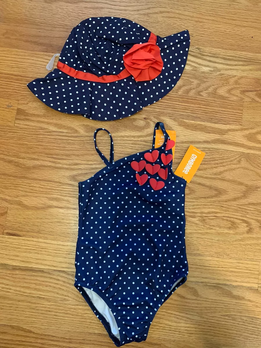 Gymboree Girl Size 4 One Piece Swimsuit Sun Hat NWT