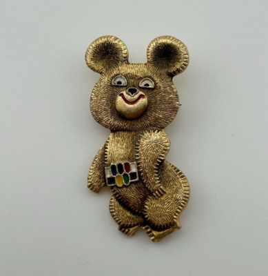 Insigne épingle mascotte ours Misha Moscou or Jeux Olympiques d'été 1980 Union Soviétique | eBay