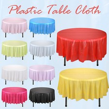 Round Table Covers Plastic Tablecloth Wipe Clean Disposable Party Cloth  213cm