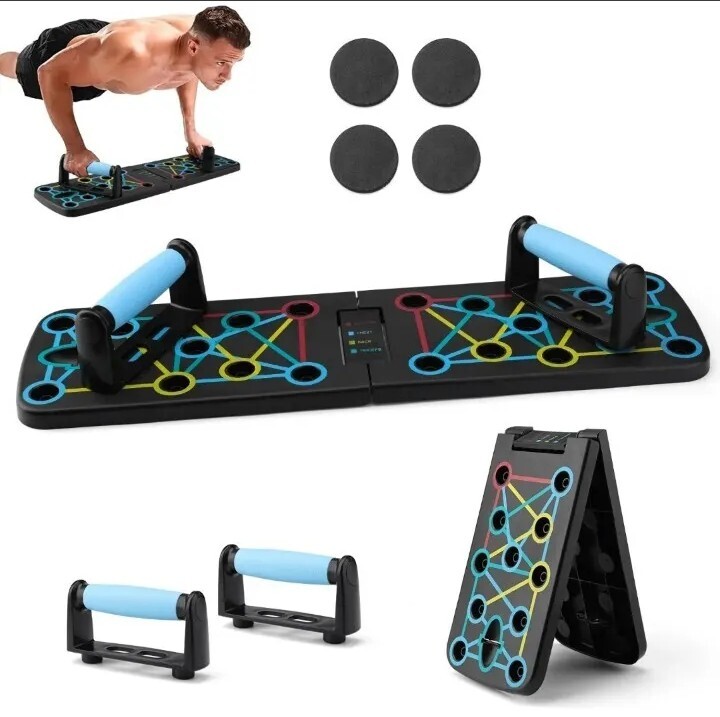 Portable Foldable 18 in 1 Home Exercise Fitness Push Up Board w/Anti-Slip Handle