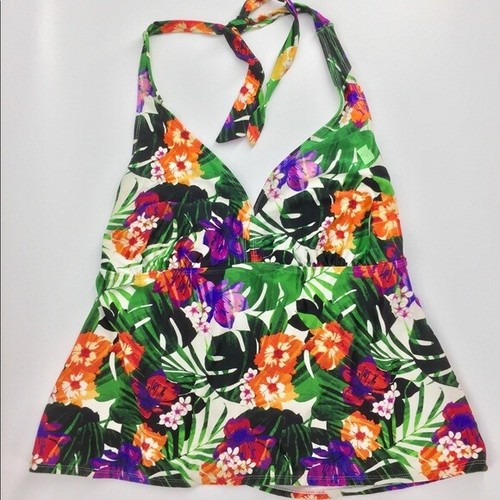 Catalina Hawaiian Print Tankini Swim Halter Top
