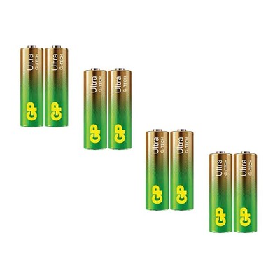 8 GP ULTRA G-TECH ALKALINE BATTERIES AA LR6 INDUSTRIAL 1.5V MIGNON EXP 2033