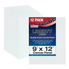 Blank Cotton Canvas Panels 9"x12" 12 PK Mounted Art Boards Paint Supplies Craft
