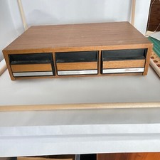 Vintage Faux Wood 36 Cassette Tape Holder 3 Drawer Storage Case
