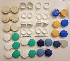 Contact Lens Cases LOT of 18 USED Misc Plastic Mini Storage Craft Projects Etc
