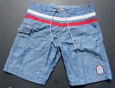 Mens KATIN Chambray Snap Drawstring Striped Board Swim Shorts Trunks USA Made