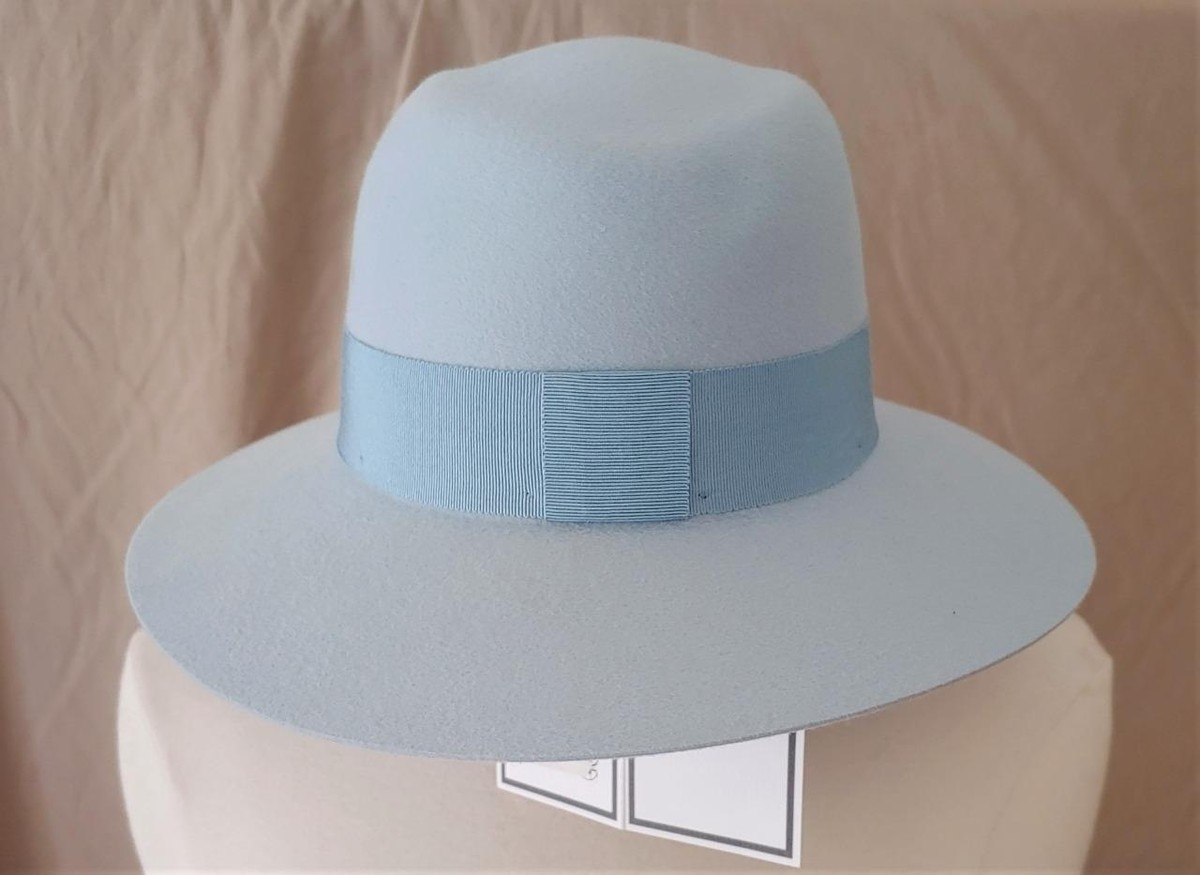美品 maison MICHEL paris サックスブルー ウール ハット M Maison Michel Paris Virginie Light Blue Fedora Hat Size M