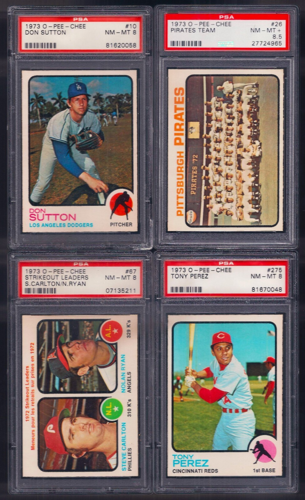 PSA 8 1973 OPC O-pee-chee by Topps #10 Don Sutton Dodgers HOF ONLY! READ