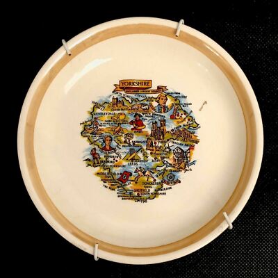 Vintage Yorkshire County Karte Souvenir Sammler Teller 