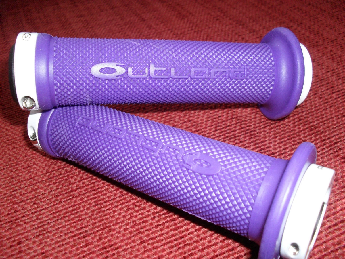 OUTLAND Slopestyle BMX Grips Lock On suit most bikes inc End Plugs PURPLE