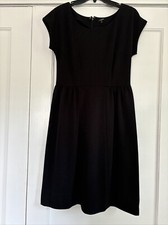 J Crew Black Midi Dress Cap Sleeves Stretch Sz 6