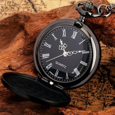 Smooth Quartz Movment Pocket Watch Bronze/Matte Black/Silver/Gold Full Hunter