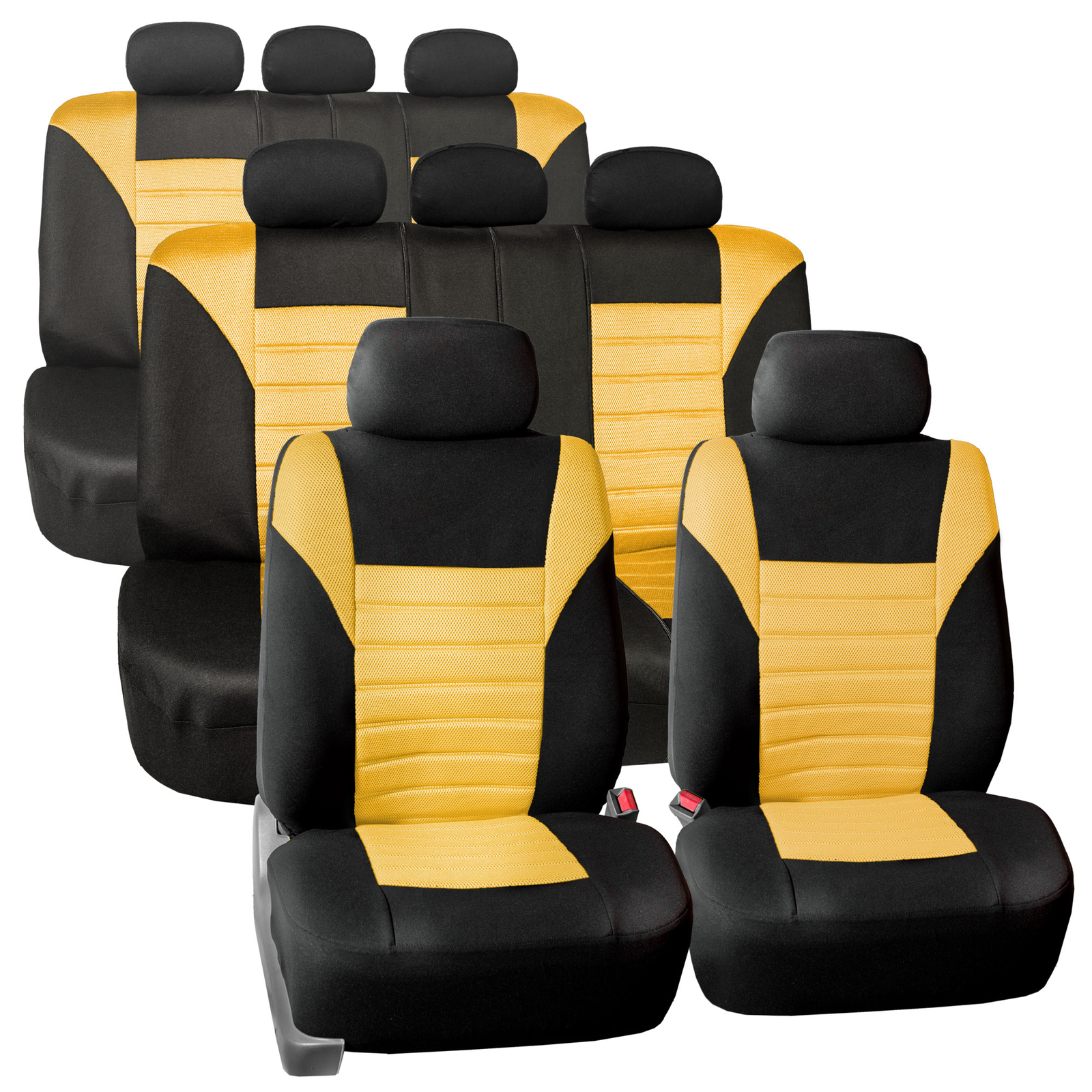 FH Group Universal Fit 8 Seater 3D Mesh Car Seat Covers SUV Van Truck - 3 Row