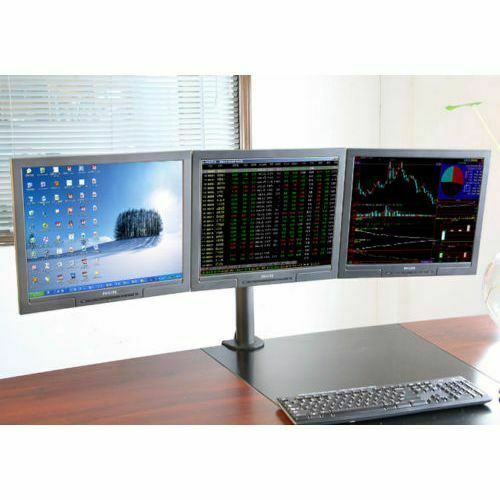 Premium Triple Monitor Mount with Desk Clamp Heavy Duty VESA 3 Screens up to 24" - Picture 5 of 10
