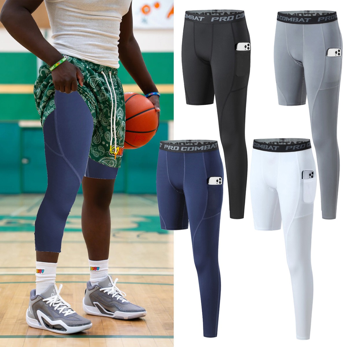 Knee Pads Basketball Pants Under Shorts Compression Knee Pads