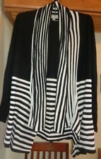 CAROLYN TAYLOR  BLACK  STRIPE  SHAWL NECK  CARDIGAN SWEATER NWT SZ M