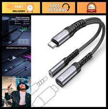 2-in-1 USB C to 3.5mm Headphone  Charger Adapter, PD 60W Fast Charging for iPho