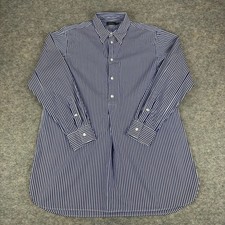 Polo Ralph Lauren Button Popover Shirt Dress Vertical Stripe Blue Womens 12