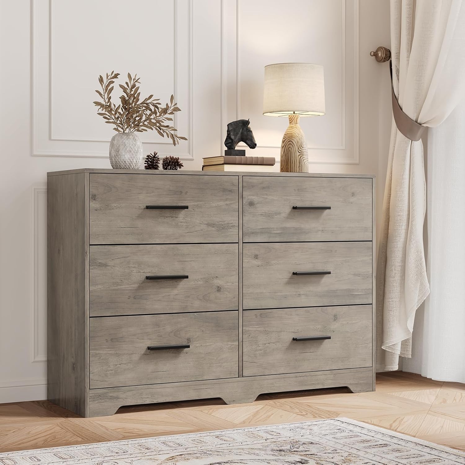 Modern 6-Drawer Wood Dresser for Bedroom - Wide Storage Chest-image