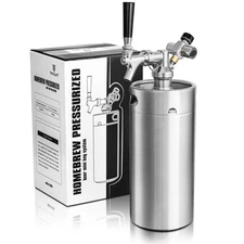 128oz Mini Keg Growler, Pressurized Stainless Steel Home Keg Kit System with ...