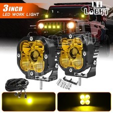 2pcs 3 Amber Laser Lens Led Spot Work Lights Fog Lamp Wwiring Harness Offroad
