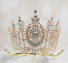 Rose Gold Crystal Crown, Quince Crown, Pageant Headpiece, Princess Hair Jewelry